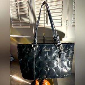 Authentic Coach Black Patent Leather Tote Bag